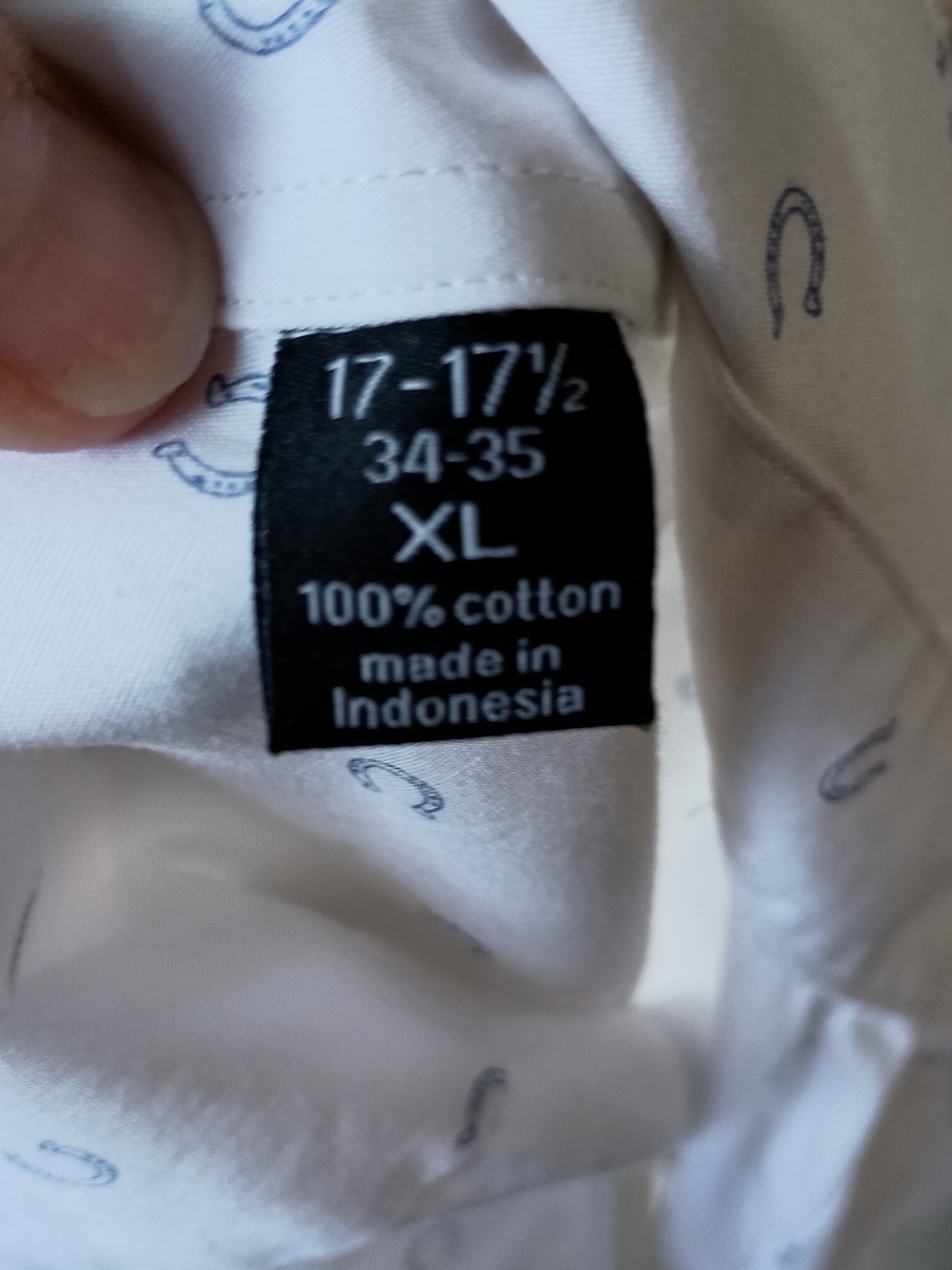 Bar III Slim Fit 100% Cotton White Dress Shirt with Horseshoe Print_XL 34-35 - Picture 7 of 7